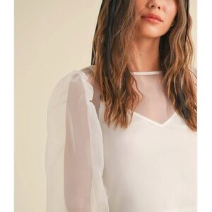 Evalyn Sheer White Top